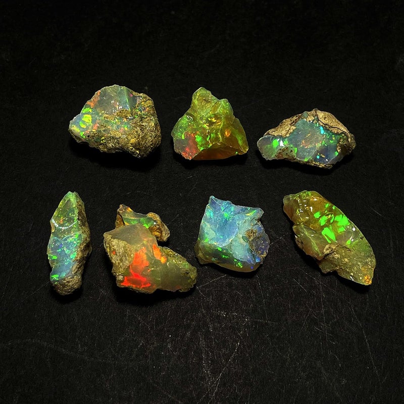 GEMWORLDJAIPUR جودة AAA أوبال إثيوبي طبيعي خام بحجم عملاق 25 قيراط 5-8 قطع، أحجار أوبال طبيعية خام للتقطيع والتلميع والفنون والحرف اليدوية، 10-15 مم، أبيض - Image 2